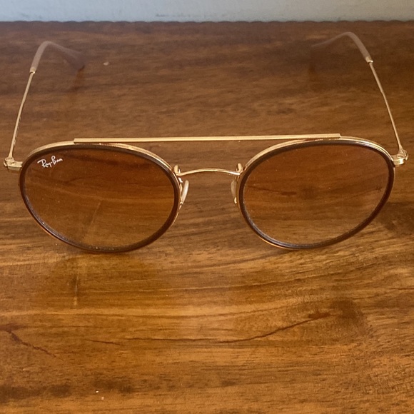 Ray-Ban 3647N Round Double Bridge Mirrored Sunglasses with Case. Gold/Br… - Picture 4 of 16